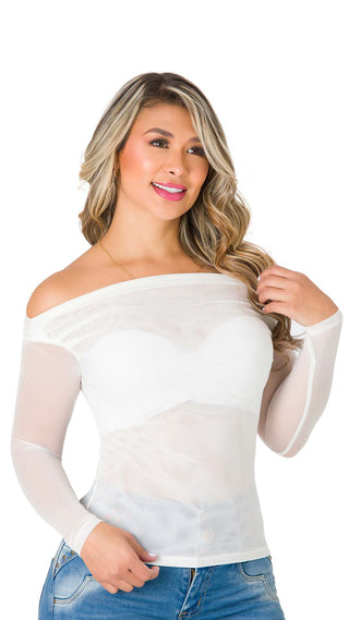 Blusa Transparente 5B6706B - Blanco