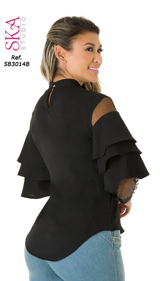 Blusa Manga Larga 5B3014B - Negro