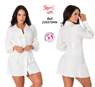 Vestido Cuello Camisero 2V6570MN - Blanco