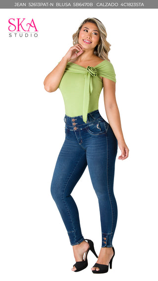 Blusa escote asimétrico 5B6470B - Verde