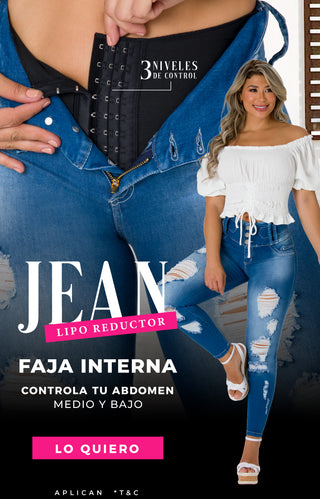Pantalón Colombiano con Faja Control Abdomen F7390 - Kprichos Moda Latina