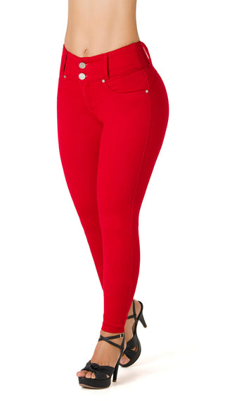 Jaelyn Jeans Skinny Levanta Cola Tiro Alto Secret Love 20901P-N - Rojo