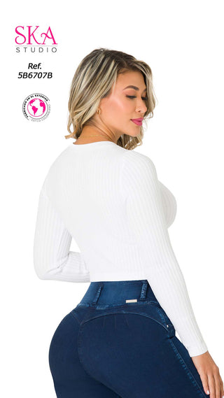 Blusa Cuello Redondo 5B6707B - Blanco