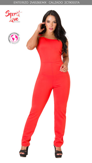 Jumpsuit Cuello Asimétrico 2V6536EMX - Naranja