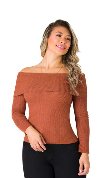 Blusa Cuello Bandeja 5B6520B - Cafe