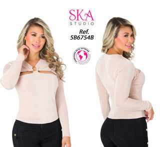 Blusa Cuello en  V 5B6754B - Nude