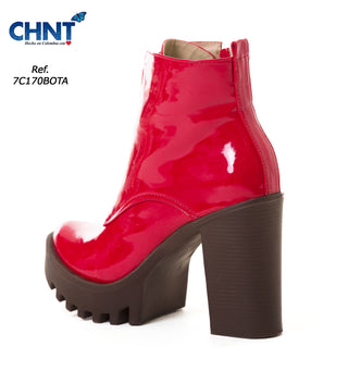 Calzado Modelo Tacon Ancho 7C170BOTA - Rojo