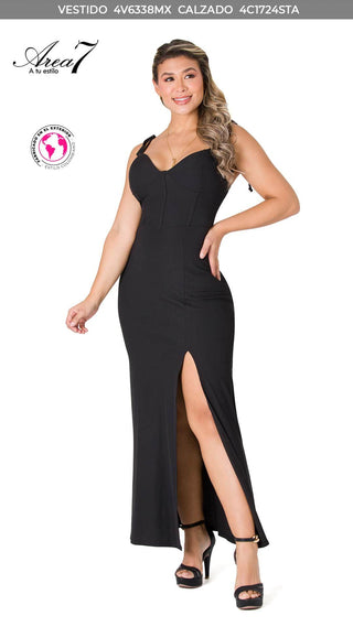 Vestido Maxi Cuello Corazon 4V6338MX - Negro