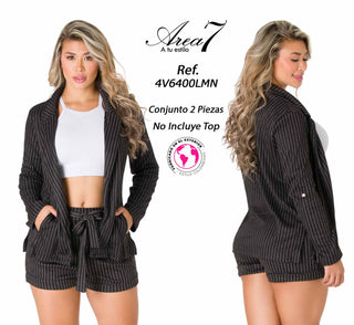 conjunto líneas blazer y short 4V6400LMN - Negro