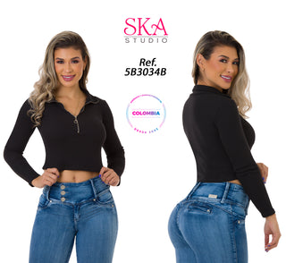 Blusa Manga Larga 5B3034B - Negro