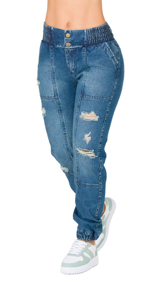 Baggy Jean con Rotos Area 7 40748DPET-B - Azul Oscuro