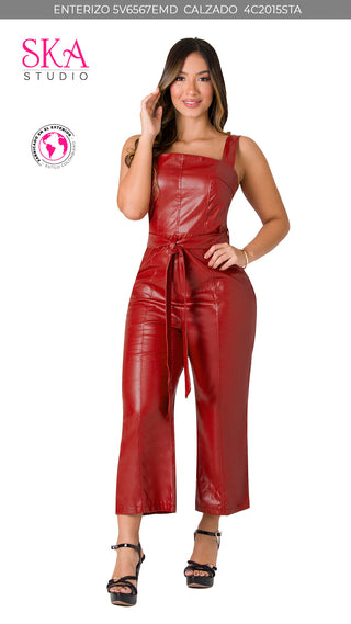 Jumpsuit Efecto Cuero 5V6567EMD - Rojo