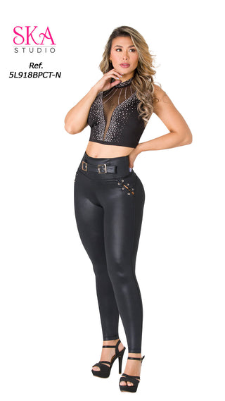 Leggings Levanta Cola Pretina Control 5L918BPCT-N - Negro