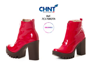 Calzado Modelo Tacon Ancho 7C170BOTA - Rojo