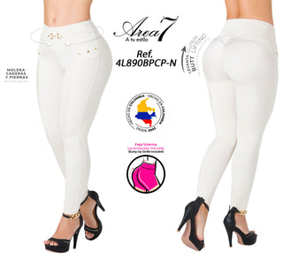 Leggings LevantaCola Pretina Control Area7 4L890BPCP-N - Marfil