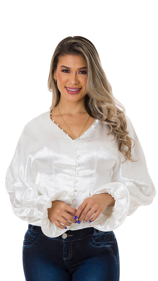 Blusa Manga Larga 5B2963B - Blanco