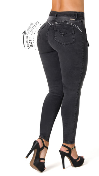 Jean Skinny con Cinturón Decorativo Area 7 40724PNP-B - Gris