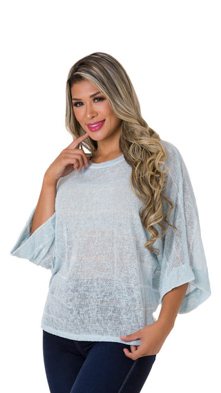 Blusa Manga 3 qtr 5B4357B - Azul Claro