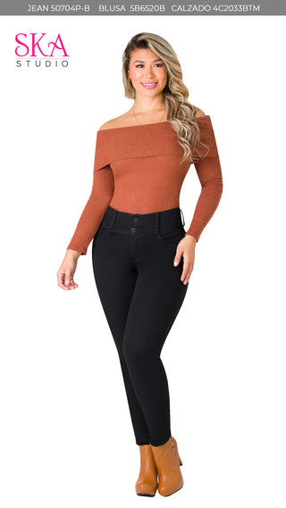 Blusa Cuello Bandeja 5B6520B - Cafe