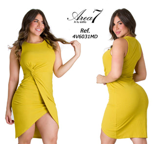 Vestido Midi Asimetrico 4V6031MD - Mostaza