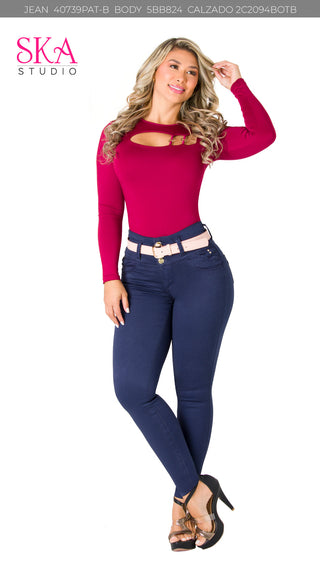 Body con Abertura en el Escote 5BB824 - Vinotinto