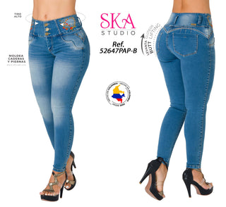 Jean LevantaCola con Detalles Bordados Ska 52647PAP-B - Azul Claro