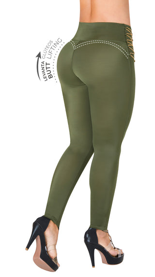 Legging con Detalle Entrecruzado Laterales 5L967BPCP-N - Verde