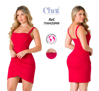 Vestido Mini Corte Asimetrico 7V6420MN - Rojo