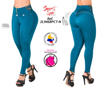 Leggings Realce con Faja Interna 2L946BPCT-N - Azul