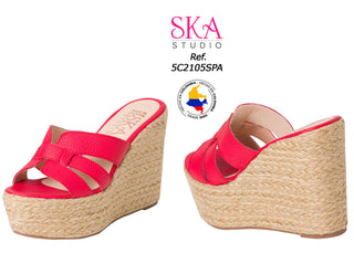 Sandalia con Plataforma en Yute 5C2105SPA - Rojo