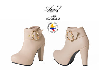 Botines de Tacon con Hebilla Funcional 4C2062BTA - Beige