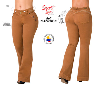 Jean Camel Flare con Detalle en Botones 21472PDC-B - Cafe