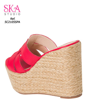 Sandalia con Plataforma en Yute 5C2105SPA - Rojo