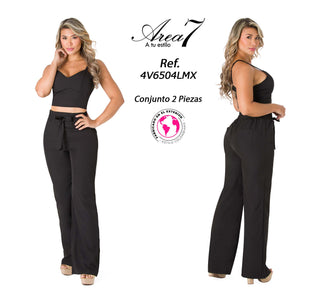 Conjunto crop top pantalón 4V6504LMX - Negro