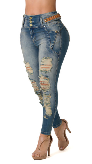 Gordon Jeans Levantacola Bota Skinny 40424DPAP-B - Azul Medio