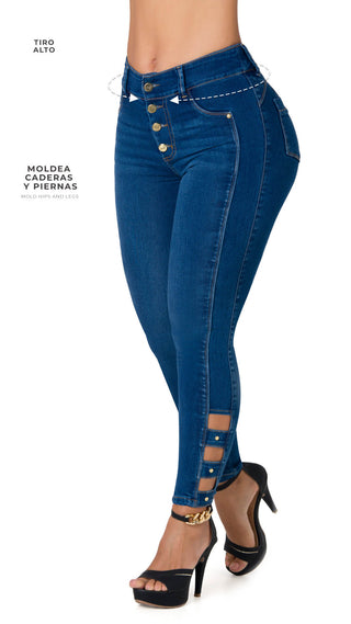 Jeans levanta cola tobillero Area7 40622PDT-B - Azul Medio