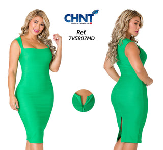 Vestido midi ajustado 7V5807MD - Verde