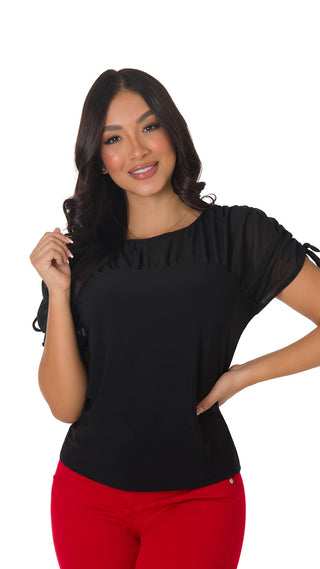 Blusa Con Diseño Fruncido  5B5106B - Negro