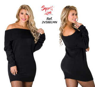 Minivestido estilo sueter 2V5881MN - Negro