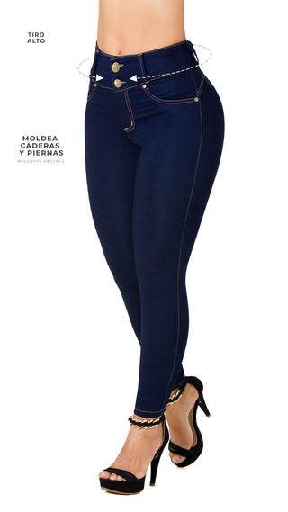 Agustina Jeans Levantacola Bota Skinny 50566P-N - Azul Oscuro