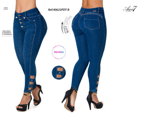 Jeans levanta cola tobillero Area7 40622PDT-B - Azul Medio