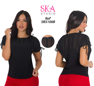 Blusa Con Diseño Fruncido  5B5106B - Negro