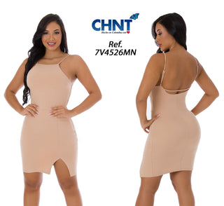 Vestido Con Corte En Una Pierna 7V4526MN - Beige