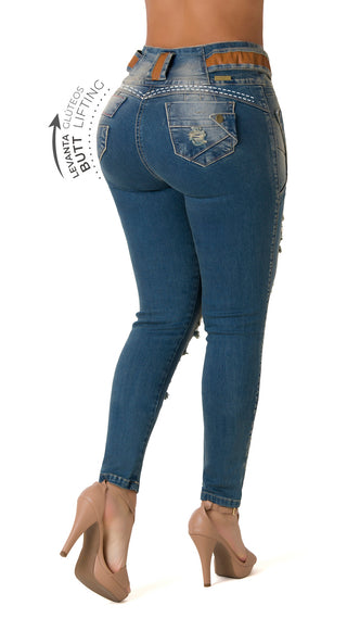 Gordon Jeans Levantacola Bota Skinny 40424DPAP-B - Azul Medio