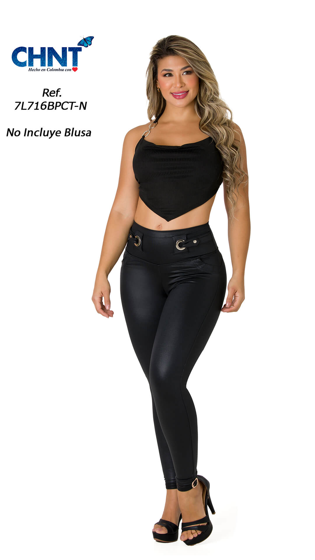 Leggings Levantacola Detalle En Pretina Efecto Cuero 7L715BPCP-N