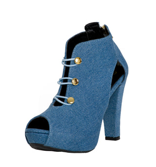 Botin Con Puntera Destapada Denim 4C1669BTA - Azul