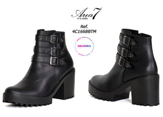 Botas De Tacon Estilo Rockero  4C1668BTM - Negro