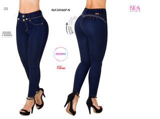 Agustina Jeans Levantacola Bota Skinny 50566P-N - Azul Oscuro