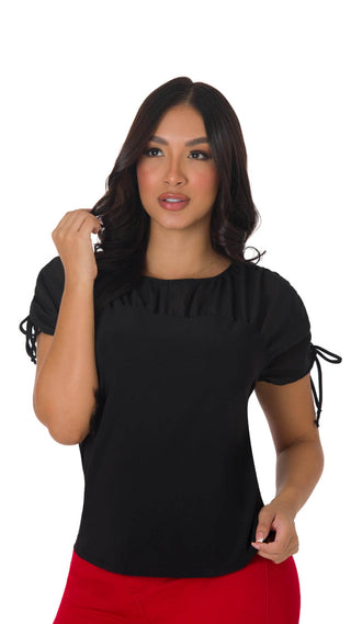 Blusa Con Diseño Fruncido  5B5106B - Negro