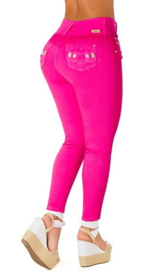 Inna Jeans Skinny Levanta Cola Tiro Alto 70993PAT-B - Fucsia